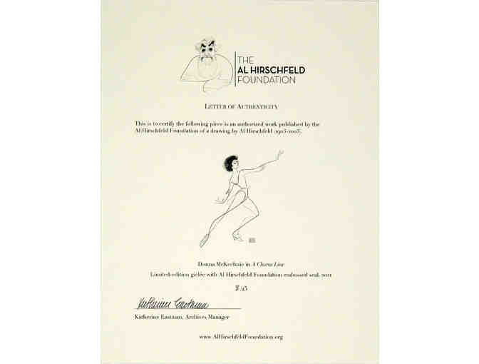 A Chorus Line Cassie print by Al Hirschfeld, signed by Donna McKechnie