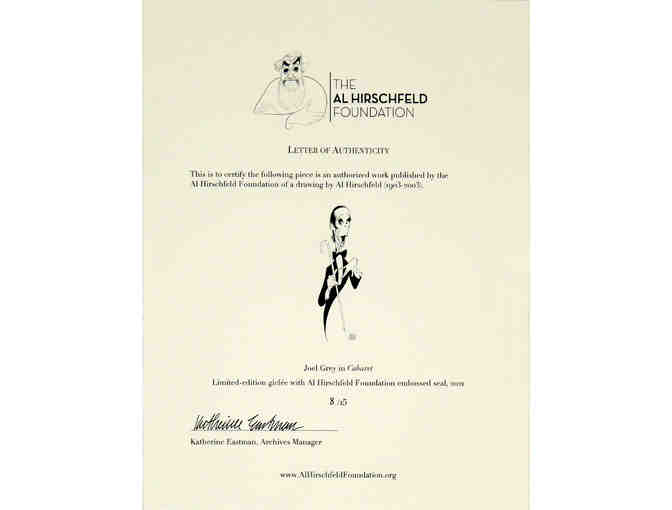 Cabaret print by Al Hirschfeld, signed by Joel Grey