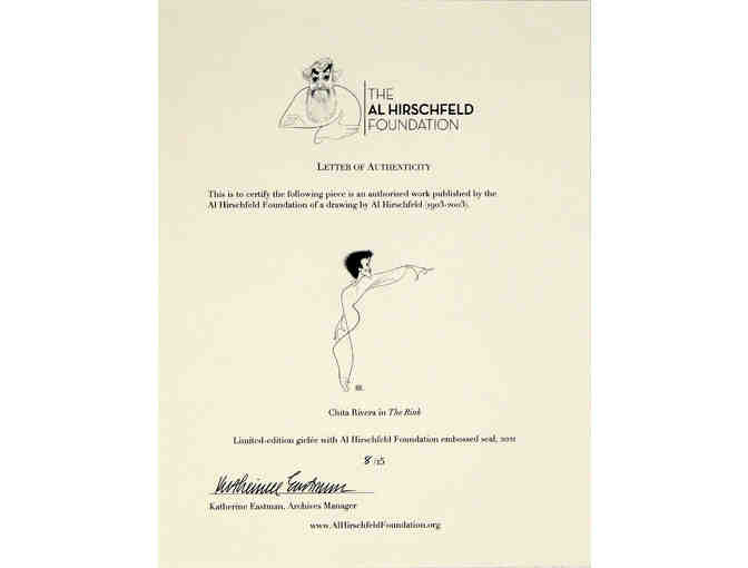 Chita Rivera print by Al Hirschfeld, signed by Chita Rivera