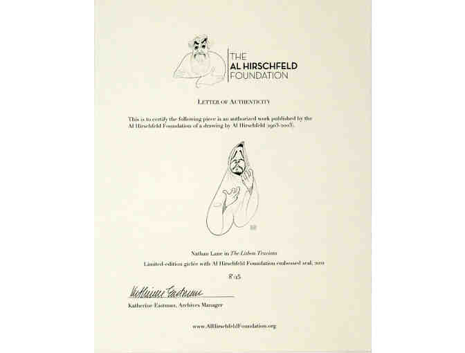 The Lisbon Traviata print by Al Hirschfeld, signed by Nathan Lane