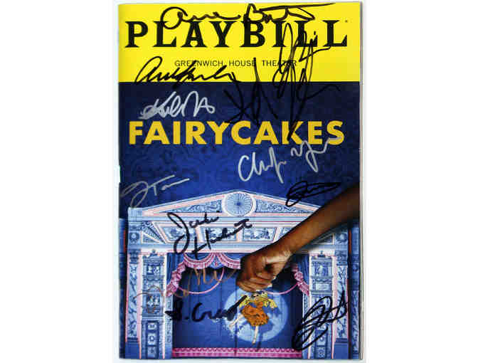 Justin 'Squigs' Robertson's drawing of the company of Fairycakes and signed Playbill