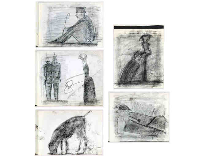 Charcoal sketches drawn onstage by Jake Gyllenhaal during Sunday in the Park with George