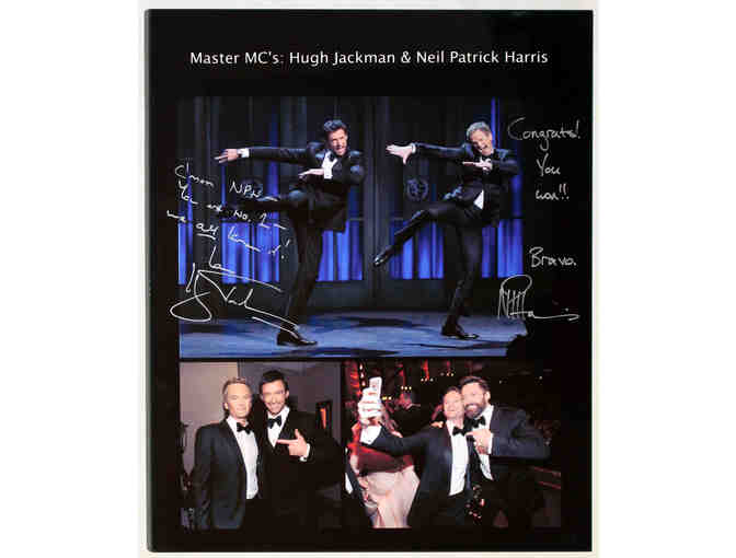 Autographed plaque of Neil Patrick Harris and Hugh Jackman photos