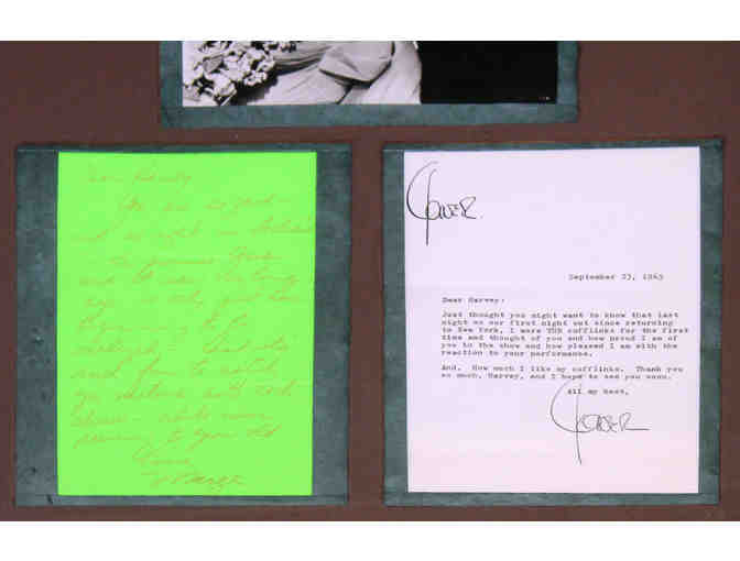 Personal notes to Harvey Evans from Marge and Gower Champion