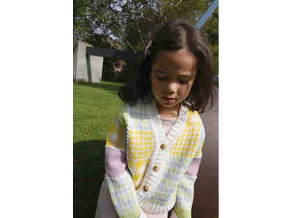 Patchwork Cardigan Mini in Lime Multi by GiGi Knitwear