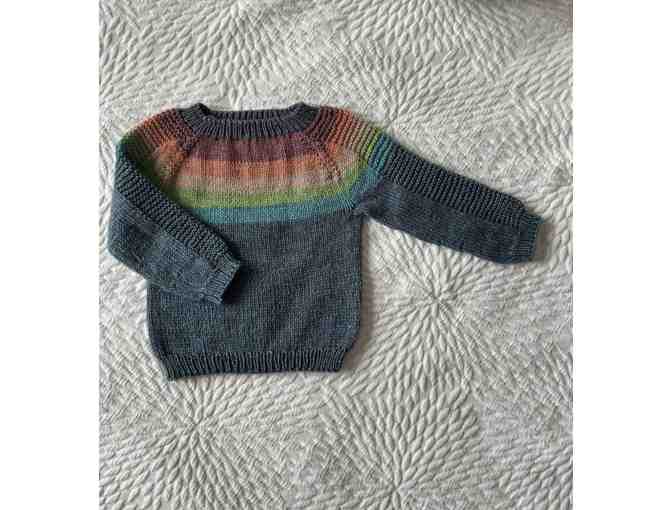 Hand knit rainbow baby sweater (1-2 yr old) - Photo 1