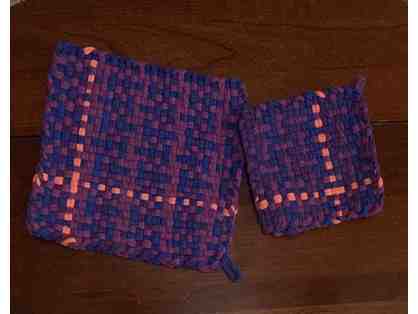 Handmade woven trivet and potholder
