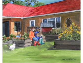 'Brookwood Gardens & Chickens' Framed Painting, Paula Cardarelli