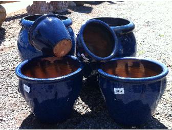 2 LARGE Cobalt Blue Garden Planters
