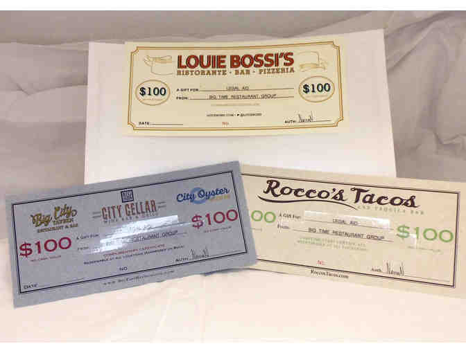 $300 in Gift Certificates to Louie Bossi, Roccos Tacos, City Oyster, and More!