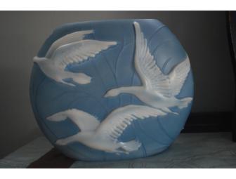 Phoenix Glass Reuben Blue Geese Pillow Vase
