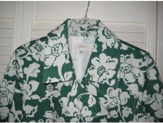Merona Green & Ivory Floral Trench Coat