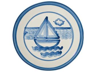 M.A. Hadley Stonewear Pitcher with Sailboat Design