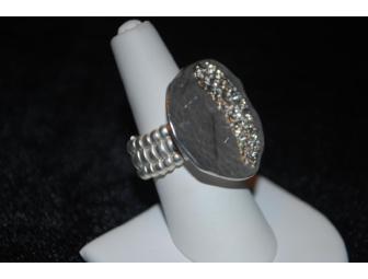 Brushed Silver Necklace, Earrings and Ring Set from Champagne Jewelry