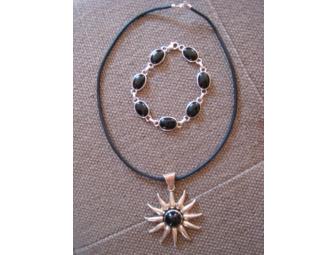 Silver & Onyx Necklace and Bracelet