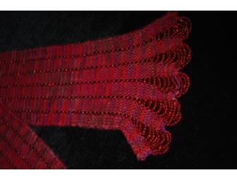 Handmade Scarf, Silk & Wool with Glass Beads