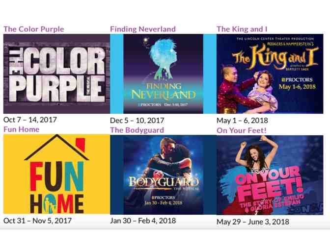 Proctors 2017-18 Broadway Series - 2 Tickets to ANY show -  Winners Choice!