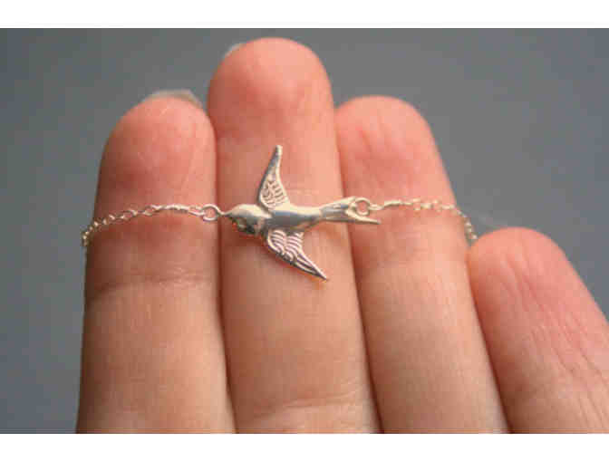Beautiful Sterling Silver Sparrow Necklace from local jewelry artist, Jamie Lansing