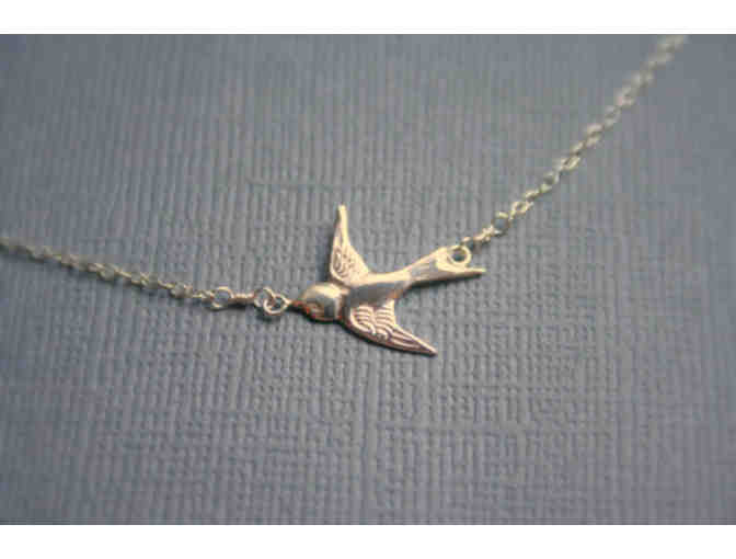 Beautiful Sterling Silver Sparrow Necklace from local jewelry artist, Jamie Lansing