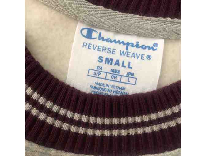 Champion Men's Reverse Weave Crew Yarn Dye Rib Trim-Full Chest Script - MAROON