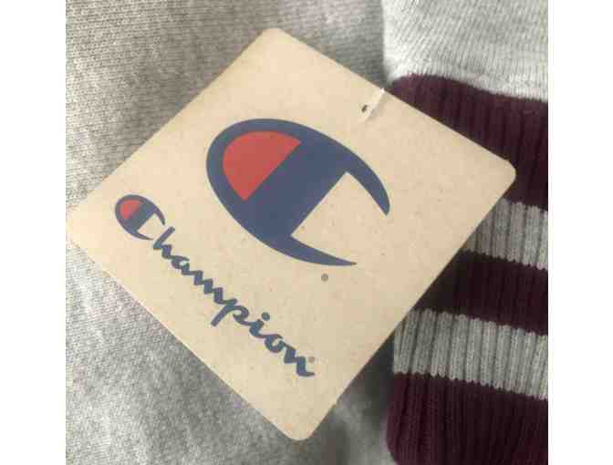 Champion Men's Reverse Weave Crew Yarn Dye Rib Trim-Full Chest Script - MAROON