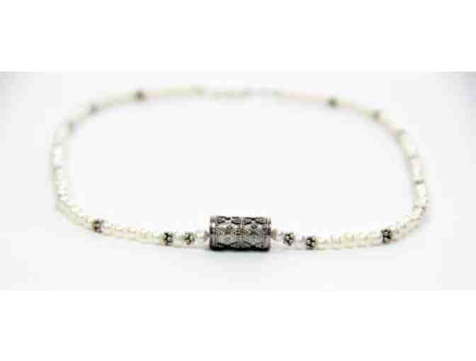 Necklace of Fresh-Water Pearls and Silver Beads, Handcrafted