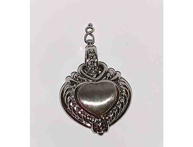 Judith Ripka Black Leather Braided Sterling Silver Heart Necklace