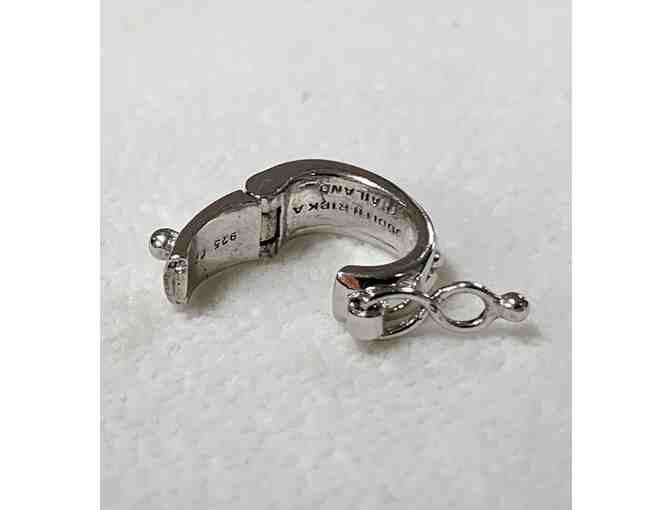 Judith Ripka Black Leather Braided Sterling Silver Heart Necklace