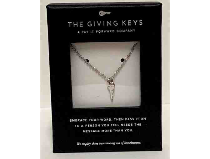 The Giving Keys Silver Small 'Brave' Key on 18' Chain