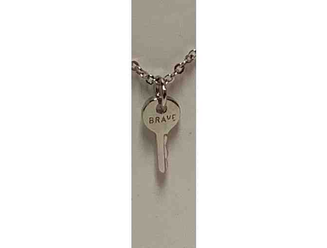 The Giving Keys Silver Small 'Brave' Key on 18' Chain