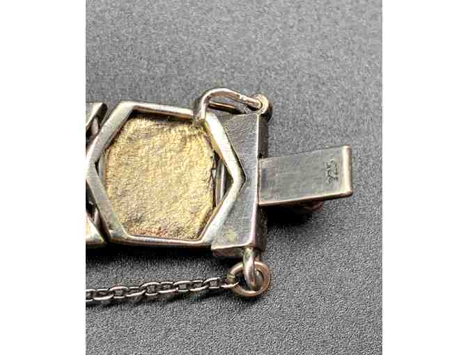 Sterling Silver Star of David Bracelet with Marcasite and Blue Aquamarine Stones