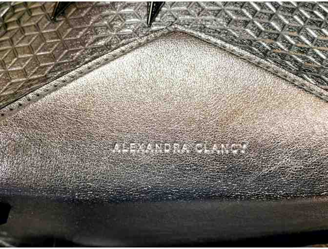 Alexandra Clancy 'Robinson' Bucket Bag in Silver Nappa Leather with Geo Embossed Detailing