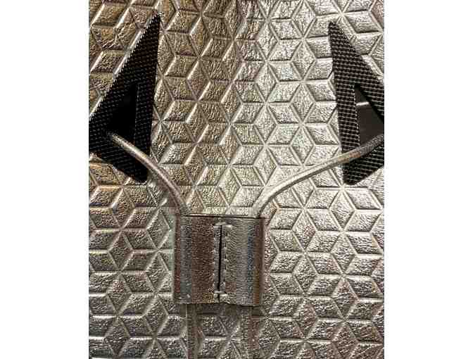 Alexandra Clancy 'Robinson' Bucket Bag in Silver Nappa Leather with Geo Embossed Detailing