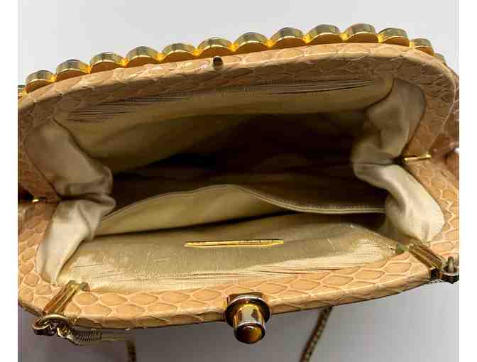Judith Leiber Tan Snakeskin Evening Bag