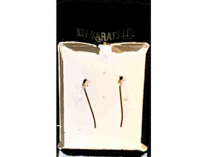 Small Gold Earrings With Double Pearl Drop