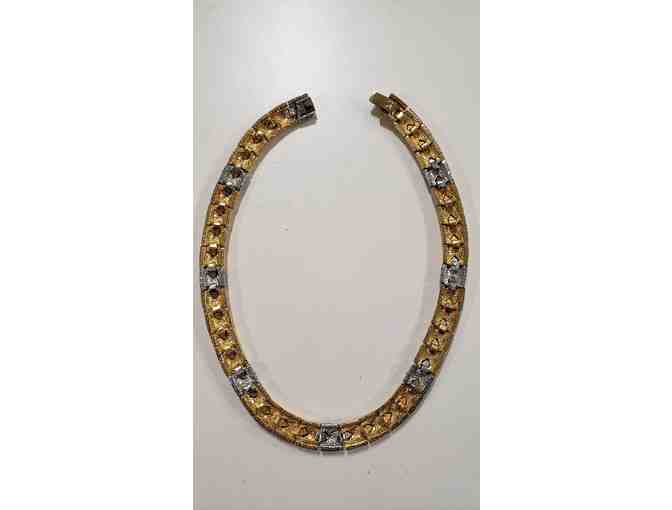 Ciner Gold and Silvertoned Necklace with clear Crystals
