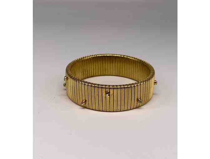 Gold Tone Stretch Bracelet with Small Fashion CZ Diamonds
