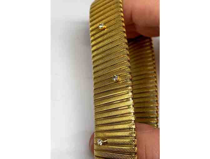 Gold Tone Stretch Bracelet with Small Fashion CZ Diamonds