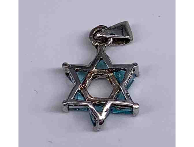 Sterling Silver Star of David Pendant With Blue Gemstones