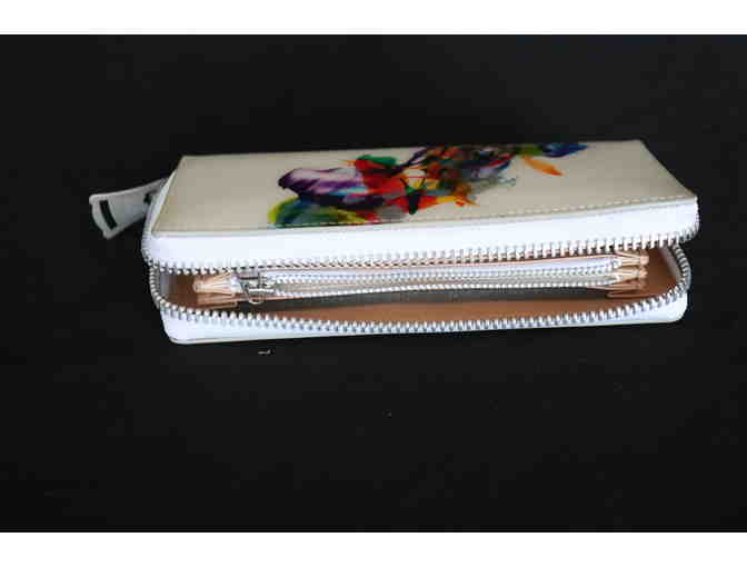 Brand New Japanese Large Macromauro Handpainted, White; Multi Color Wallet