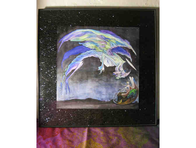 'Angel Gossip' Original Watercolor Art in Frame by Sasha Reneau, Teacabbage Studios