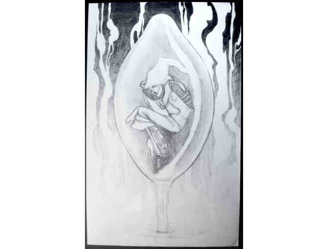 'Sleep's Older Sister' Original Pencil Art in Frame by Sasha Reneau, Teacabbage Studios