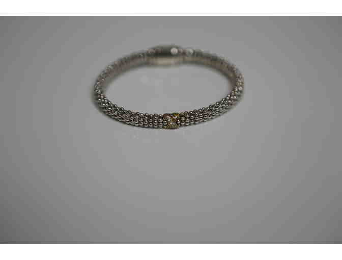 Lagos Gold and Silver Caviar Lux Diamond 'X' Bracelet, Size M(7)
