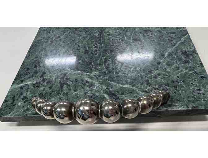 Godinger Marble Stone Tray With Silverplate Handles