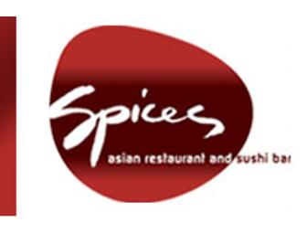 $50 Gift Certificate to Spices Asian Restaurant