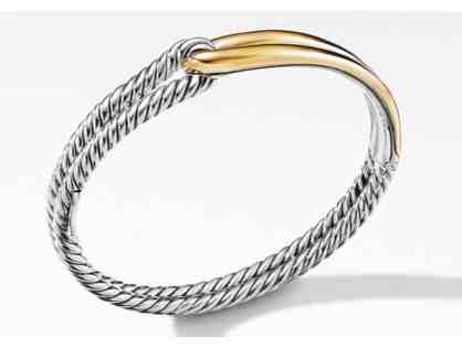 David Yurman Labyrinth Single Loop Bangle Bracelet in Sterling Silver and 18 Karat Yellow