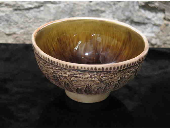 Handmade ceramic crane bowl by Brad Menninga