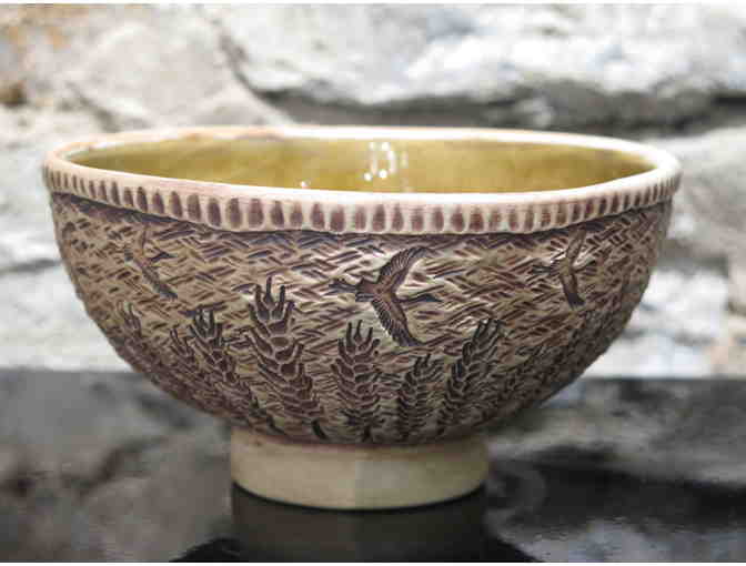 Handmade ceramic crane bowl by Brad Menninga