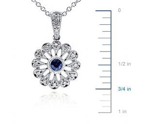 Sapphire and Diamond Filigree Pendant in 18K White Gold
