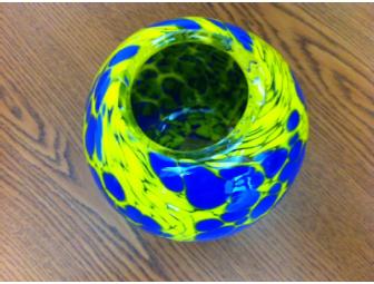 Blue and Gold Blown Glass Vase